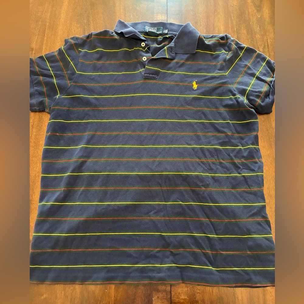 Polo Ralph Lauren Polo Shirt Men’s XL Custom Fit Blue Striped Collared